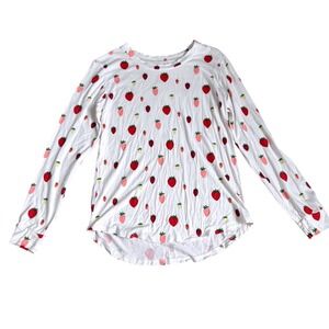 Kyte Baby Strawberry Pajama Shirt Top Long Sleeve Womens Small Bamboo *Read